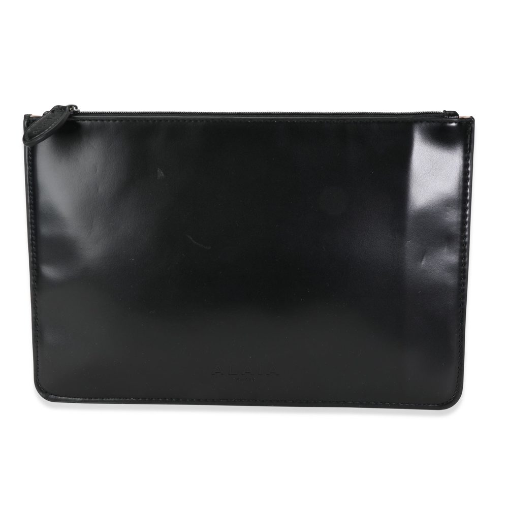 Alaia Black Leather Large Zip Case